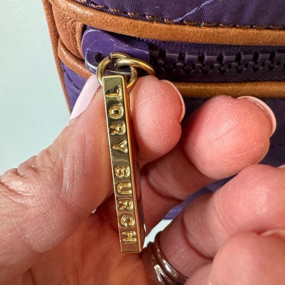 Tory Burch Adorable Alice Purple and Brown Adjustable Quilted Nylon Bag GUC - Picture 6 of 10